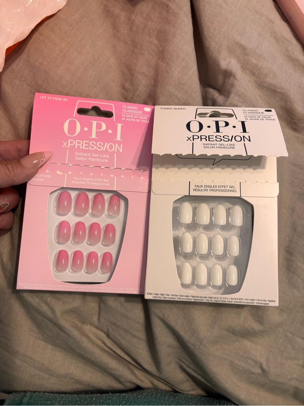 2 OPIxPRESSiON Press-On Nail Duo — Pink Ombre & Classic White